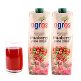 agros希腊原装进口 agros莱果仕果汁 9种口味夏日饮料解渴可冻冰棍 蔓越莓汁饮料1L*2瓶