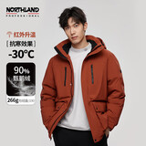 诺诗兰（NORTHLAND）秋冬户外新款鹅绒羽绒服男 防泼保暖高蓬防寒羽绒服NDJCT5637E 砖红色 175/L