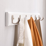 家逸 衣帽架壁挂 墙壁置物架 墙壁挂衣架 墙上实木挂钩 6钩白色