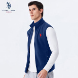 U.S. POLO ASSN.马甲男抓绒摇粒绒春秋立领无袖背心男装外套蓝色XL