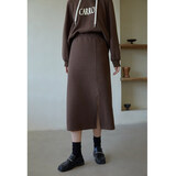 独束大码女装抽绳连帽卫衣套装女秋冬新款胖mm百搭半身裙两件套 咖色半裙 L