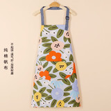 嘉柔美围裙工作服家用厨房防水防油防污纯棉夏季透气耐磨时尚男女通用款 纯棉【石榴花绿色】