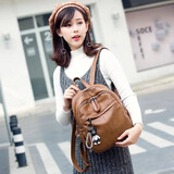 杜帕牛皮双肩包女真皮背包女2025新款书包潮韩版休闲软皮旅行女包 K001棕色