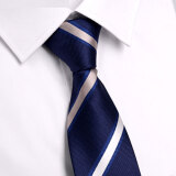 GLO-STORY拉链领带 男士商务正装潮流8cm领带礼盒装 藏青色