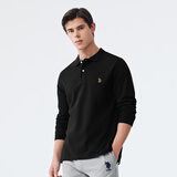 U.S. POLO ASSN.polo衫男翻领秋季棉商务休闲长袖上衣t恤C141105030 黑色 XL 