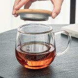 忆壶茶（YIHUTEA） 茶具茶杯玻璃杯 办公室水杯子男女带盖过滤喝茶杯茶水分离杯带把手泡绿茶红茶杯 茗悦杯 400ml