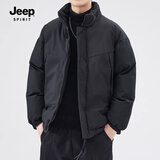 JEEP SPIRIT吉普棉衣春秋美式简约男士新款休闲棉服百搭面包服保暖棉袄子外套 黑色 L