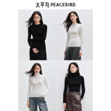 太平鸟女装针织衫无缝系列打底针织衫女上衣冬 半高领通勤黑 XL