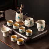 瓷牌茗茶具 汝瓷茶具泡茶器全套家用功夫茶具办公室送人茶道瓷器整套 锦绣江山提梁壶10件+茶道+观云盘