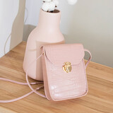 MERKEL夏新款女式单肩斜挎包时尚韩版女包包锁扣手机零钱袋 粉色