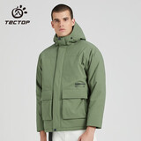 探拓（TECTOP）户外连帽棉服男2024冬季加厚保暖防寒潮牌宽松轻便面包服工装外套 男款橄榄绿 2XL