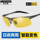 帕尼曼变色日夜两用偏光太阳眼镜男士墨镜夹片开车驾驶钓鱼夜视防强远光 【夜视镜】黑框黄变茶片