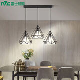 雷士（NVC）led餐厅吊灯具餐桌灯饰北欧简约可调节卧室吧台创意几何3头带光源