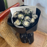 馨长存鲜花速递碎冰蓝玫瑰花束送女友生日礼物求婚全国同城配送 11朵黑骑士玫瑰花束
