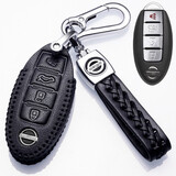 2022款日产奇骏钥匙套轩逸钥匙包逍客钥匙扣尼桑天籁楼兰途乐骐达途达蓝鸟劲客高档真皮专用女保护套壳链 C款黑色（一键启动 4键）