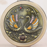 DOCLINS 俄罗斯迷你随身双面化妆镜折叠便携小镜子复古可爱小号圆镜男女 紫天鹅青