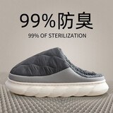 安尚芬居家防臭棉拖鞋男士大码秋冬季加绒室内保暖防滑软厚底地板拖女款 深灰 38-39 标准码