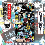 机诺基 苹果iphone5s/SE/5手机壳保护套防摔磨砂软壳男女抖音漫画全包边外壳 GD插画 iPhone5加支架+挂绳