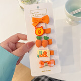 BARY REEF女童全包布不伤发发夹宝宝可爱卡通bb夹胎毛发卡婴儿汗毛夹刘海夹 桔色蝴蝶结一卡