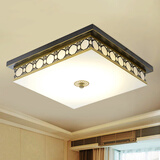 格蕴 美式吸顶灯阳台玄关主卧室灯房间灯复古客厅灯欧式田园LED吸顶灯 黑色描金方形50CM*三色变光
