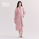 红豆（Hodo）珊瑚绒睡袍女抗静电情侣长款睡衣秋冬加厚保暖男士新款家居服浴袍 女士粉紫 L