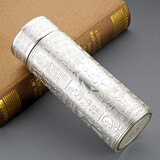 言易生日礼物免费刻字 高档银杯子999足银内胆银水杯银茶杯纯银保温杯 银百福【999足银内胆+检测证书】