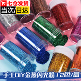 佐之寻金葱粉美甲镭射手工DIY材料制作闪光粉12色瓶装闪粉亮片金粉亮片 幻彩色 【随机12色】12瓶/盒 