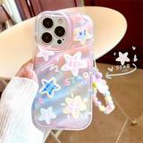 江铭 适用苹果15pro手机壳带手链条15pro手机保护套手腕挂绳防摔不包镜头潮牌软壳小清新ins风男女生款