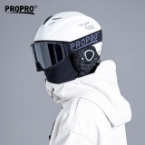 PROPRO 滑雪头盔装备护具男士女士通用安全帽成人/儿童双板单板滑雪头盔 哑光白+黑色雪镜 M号 建议头围54-58CM