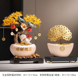 赟娅招财进宝摇钱树发财猫摆件客厅玄关酒架创意家居装饰品乔迁送礼 元宝招财猫发财树+发财树聚宝盆