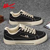 回力男鞋帆布鞋男士秋冬季透气低帮百搭休闲板鞋韩版情侣黑色学生潮鞋 黑色 41