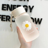 【有杯袋】水杯女玻璃杯磨砂简约清新韩国便携创意个性潮流森系ins学生杯子 雏菊一朵+杯袋+杯刷