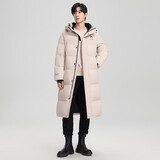 鸭鸭【王一博同款】情侣时尚长款加厚保暖都市户外连帽羽绒服