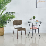 东方雅岚 靠背的藤编椅子编织单人家用凳子藤编椅阳台竹椅子玻璃户外休闲椅 小号加固单把价（坐高33cm）