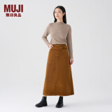 无印良品（MUJI）女式 木棉混 灯芯绒 A字裙 中长款半身裙子女款 BE11CC3A 深棕色 S 155/62A