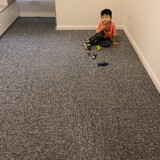 J Carpet 拼接方块地板垫子卧室房间PVC地垫大面积自粘拼图 01-浅灰 4片装 沥青底50*50cm