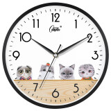 康巴丝（Compas）挂钟客厅 卡通儿童房石英钟表挂墙时钟 c2855 可爱猫咪 26cm直径