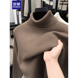罗蒙可翻高领毛衣男士加绒加厚2025冬季新款保暖中青年针织纯色打底衫 10301/7003咖啡色 2XL