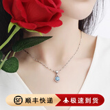 ZDZSH999银项链女小众送女友妈妈唯美轻奢吊坠女士情人节生日新年礼物 柔情似水银项链【蓝钻】