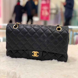 【二手95新】Chanel香奈儿 经典款 2.55 CF中号 羊皮 牛皮 荔枝皮 女士单肩包斜挎包 97新CF中号羊皮黑金