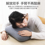 贝初众小枕头记忆棉午睡小靠枕办公室抱枕午休神器夏季迷你面包趴睡枕 单只 天竺棉款38*26*10-浅灰色 舒适柔软|吸湿透气|分区设计