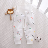 小三月婴儿护肚脐裤子纯棉男童宝宝春秋高腰女童单条开裆无骨缝制0-1岁 M-11星星兔白 80 cm 建议17-21斤