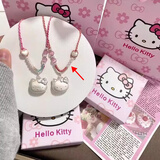 hellokitty项链女足银999宝宝纯银吊坠可爱凯蒂猫锁骨链生日礼物 hellokitty猫+爱心橘红色绳