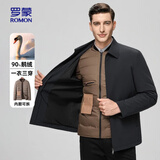 罗蒙（ROMON）夹克鹅绒羽绒服男短款翻领厚款保暖中青年冬季干部外套A29黑色180