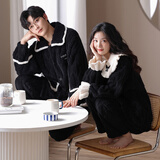 富信康情侣睡衣秋冬季珊瑚绒加绒加厚保暖男女士法兰绒可外穿家居服套装 YXE-93371 L -女【高160-165-重100-120】