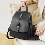 荟妮头层牛皮双肩包女真皮韩版休闲时尚百搭软皮大容量女士旅行背包 黑色