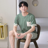 雯婉欣夏季新款睡衣男士纯棉短袖夏天男生卡通可爱大码可外穿家居服套装 TSM1777 L（110-130斤）