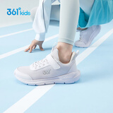 361°儿童运动鞋男童跑鞋秋冬密网轻便魔术贴女童皮革加绒保暖运动鞋 【四季密网】361度白/银色 37