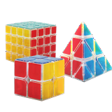 ZCUBE透明魔方3阶磨砂顺滑比赛初学者专用三阶异形魔方玩具 透明二阶+四阶+金字塔