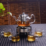 禾艾苏（heisou） 高硼硅耐热玻璃茶壶功夫茶具智能恒温热水壶煮茶炉家用泡茶器 透明把茶壶600ml+4个杯子+电热炉